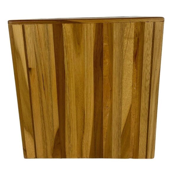 Natural Wood Tissue Box Cover Brown Beige Vertical Bath Decor Indonesia - Picture 2 of 8